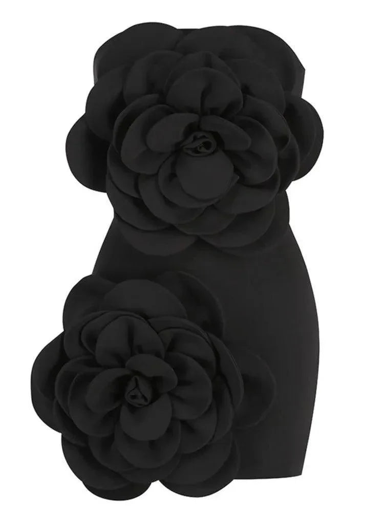 3D Floral Strapless Short Party Dress -Guocali