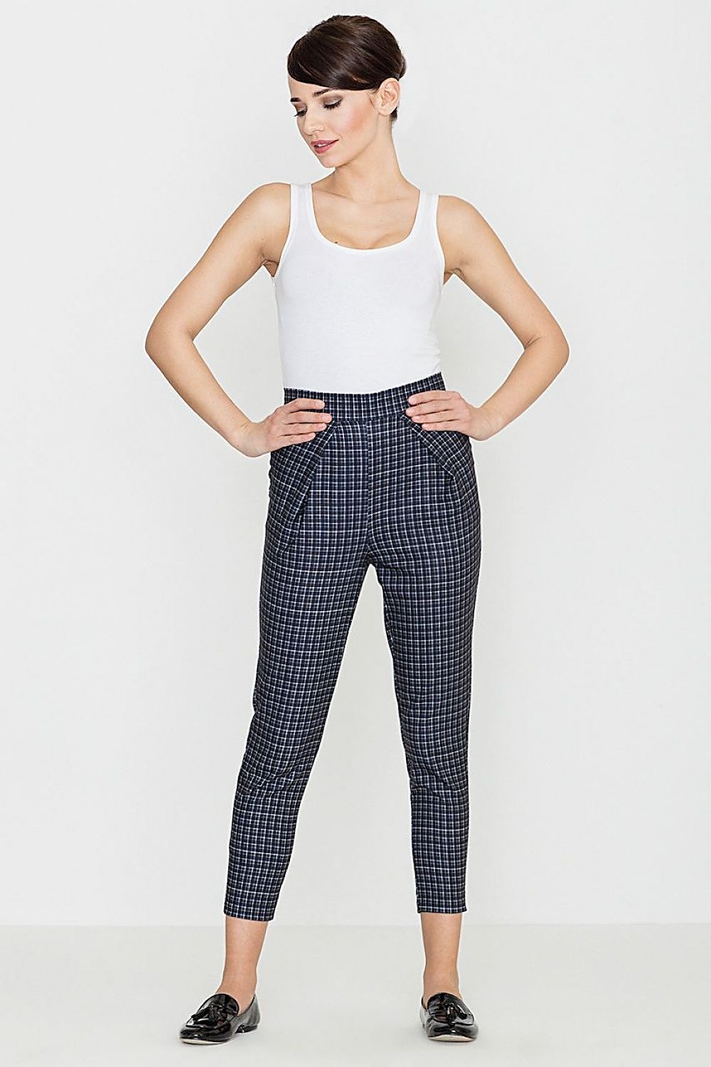 Professional Women Trousers – High Rise Checkered Style