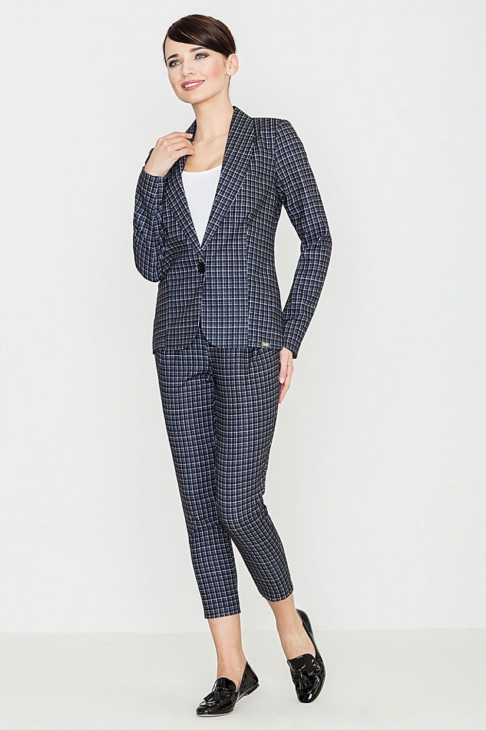 Professional Women Trousers – High Rise Checkered Style