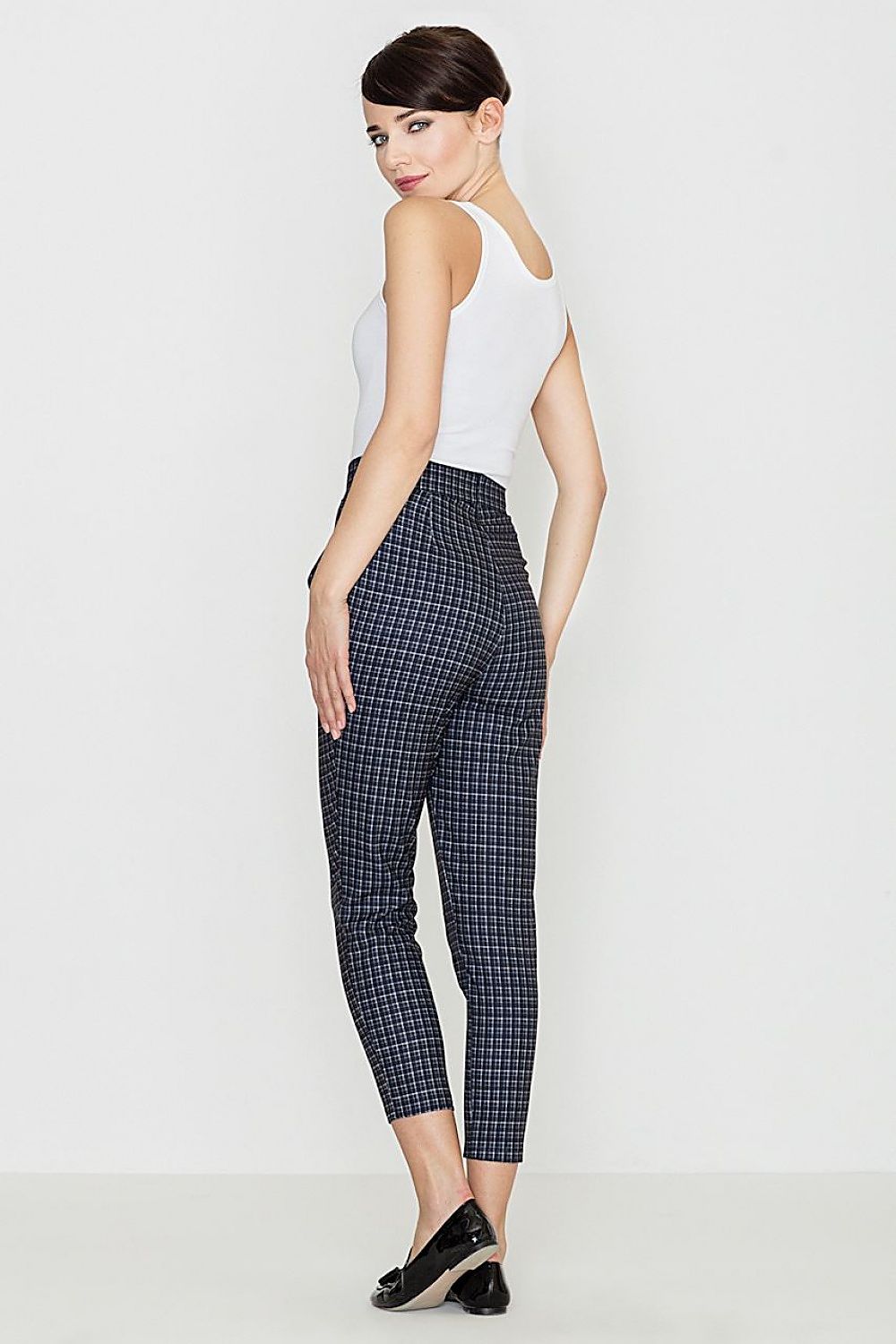 Professional Women Trousers – High Rise Checkered Style