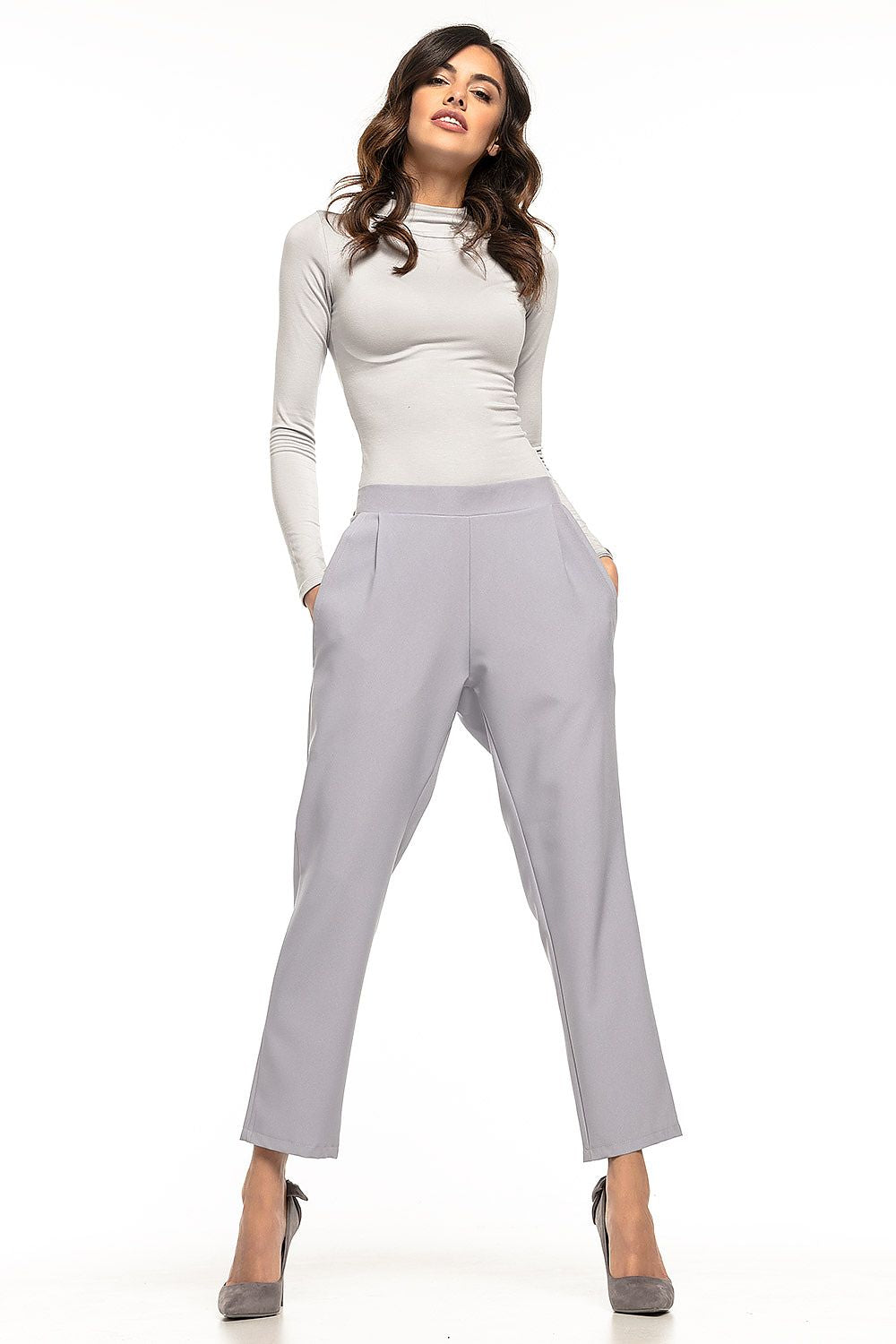 Elegant Women Trousers – Mid Rise Elastic Fit