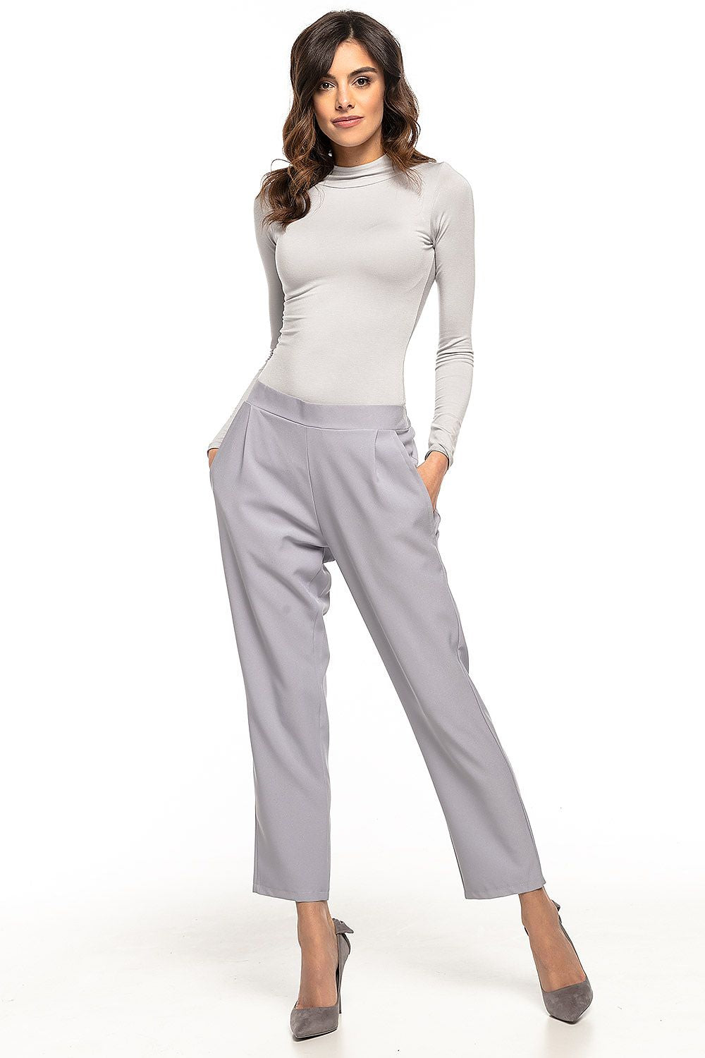 Elegant Women Trousers – Mid Rise Elastic Fit