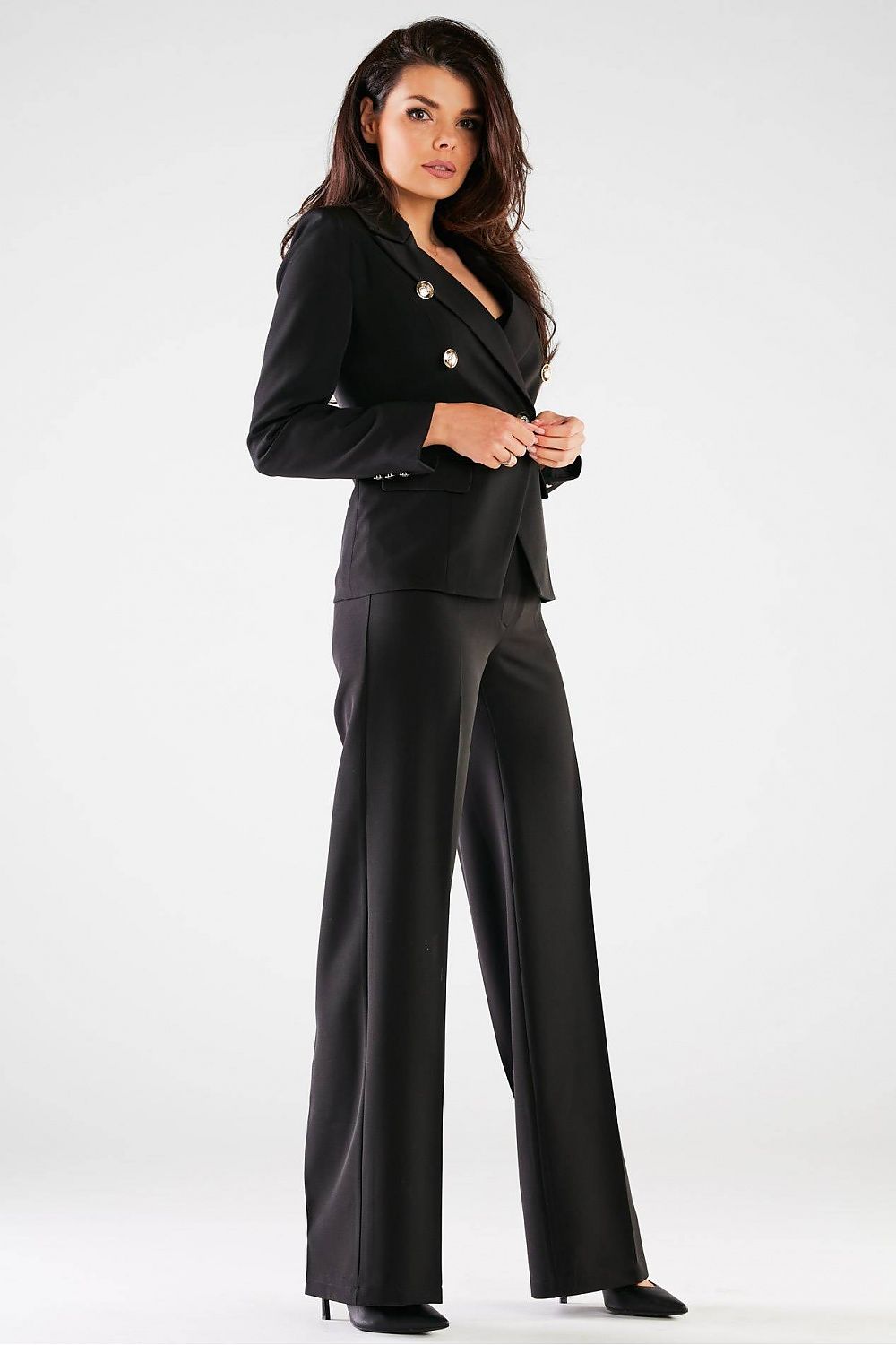 Professional Women Wide-Leg Pants – High-Rise Stretch