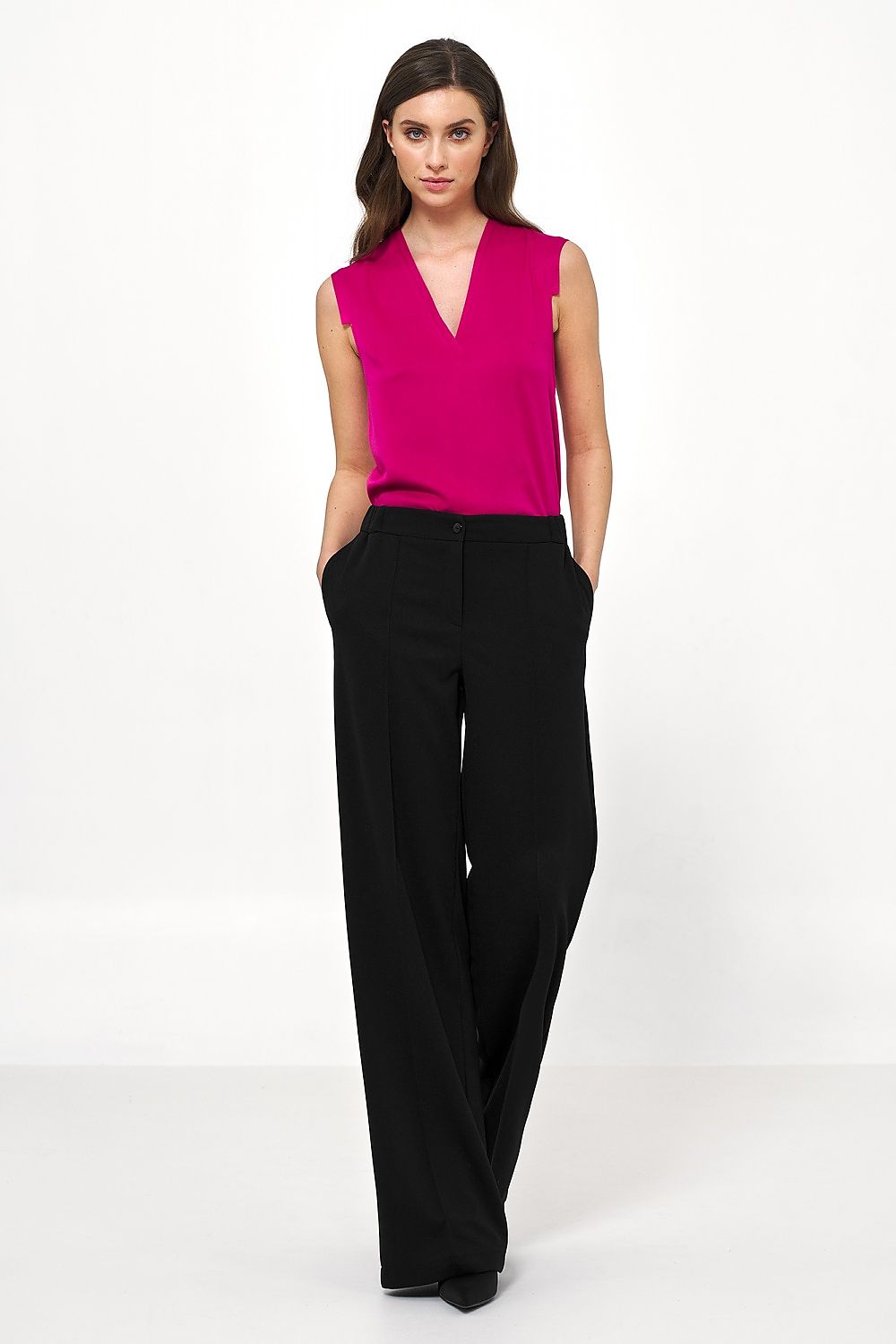 Professional Women Wide-Leg Pants – High-Rise Comfort