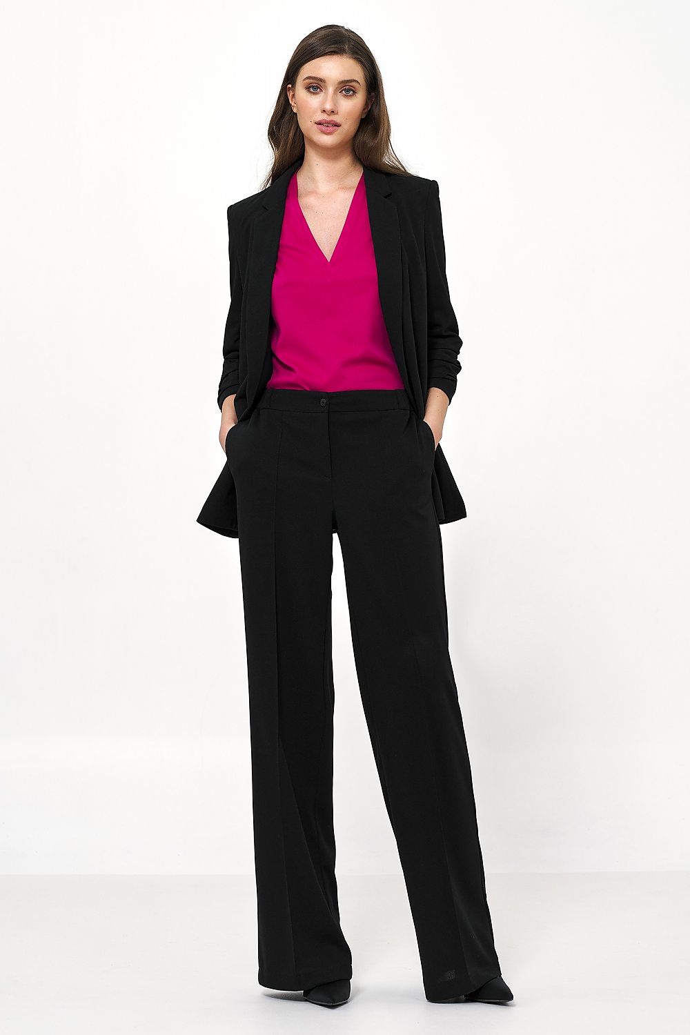 Professional Women Wide-Leg Pants – High-Rise Comfort