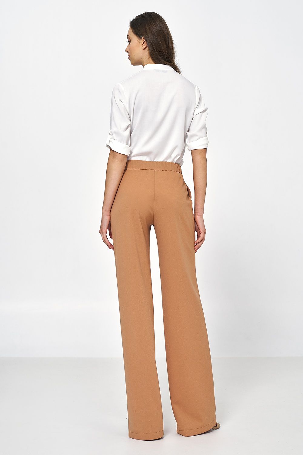 Elegant Women Wide-Leg Pants – High-Rise Button Front