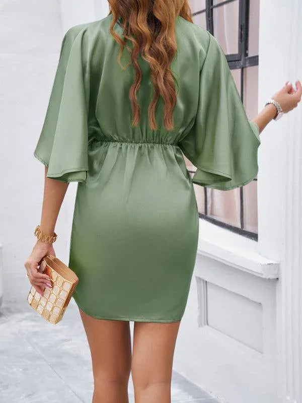 Elegant Solid Color Waist Dress -Guocali