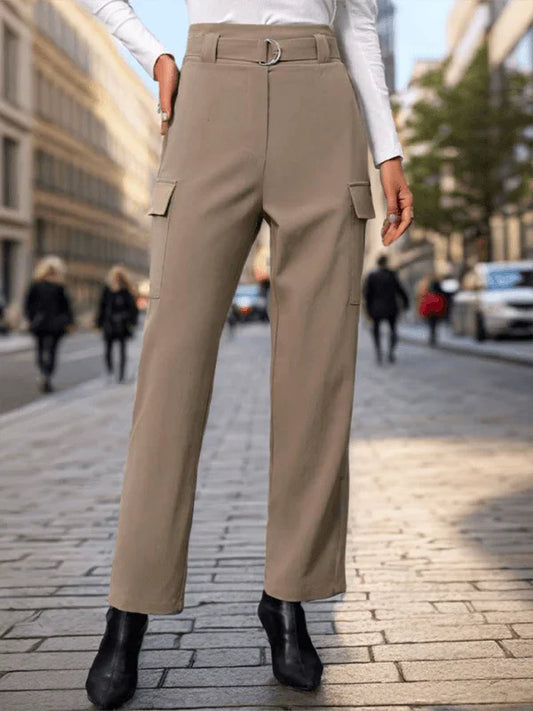 Elegant Women Trousers – High-Rise Relaxed Fit -Guocali