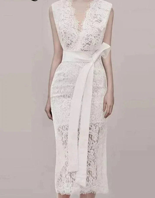 European Style Sexy V-Neck Party Dress -Guocali