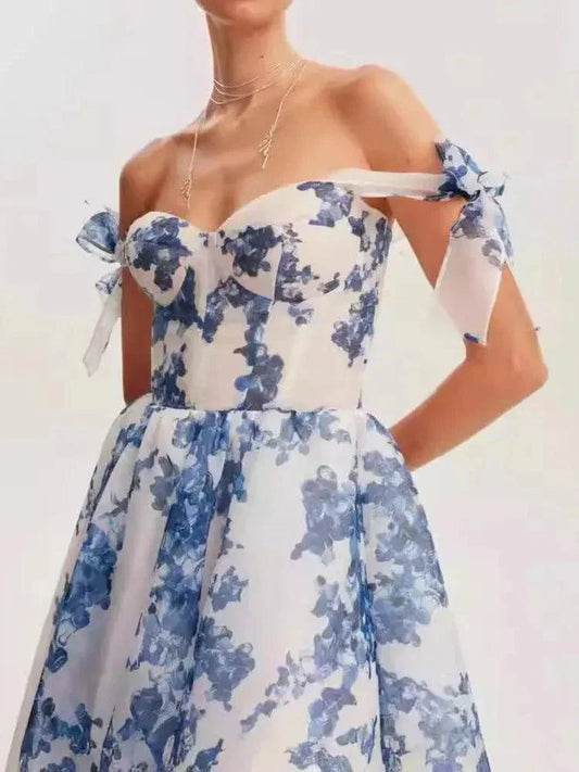 European Style Strapless Slash Neck Dress -Guocali