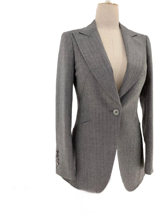 Grey Women Trouser Suit - Worsted Wool Suit - High-end Pantsuit -Guocali