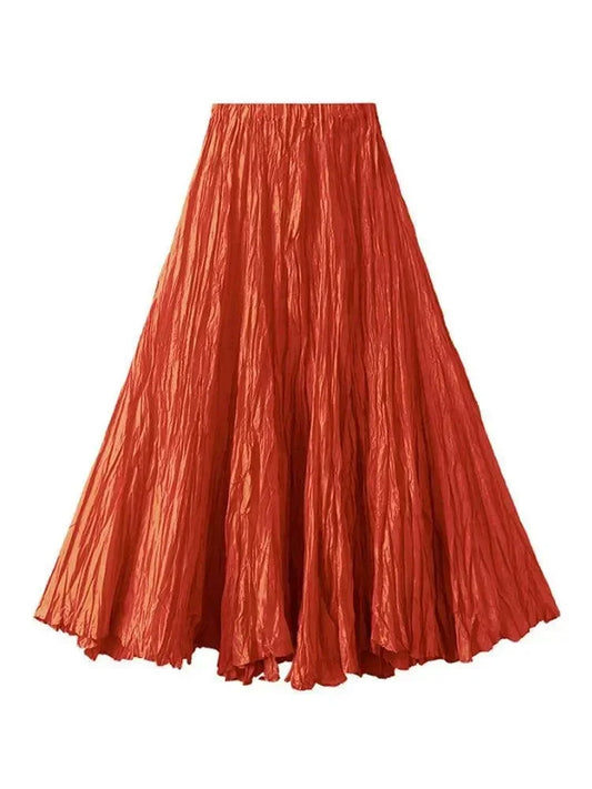 High-Waisted Pleated A-Line Skirt -Guocali