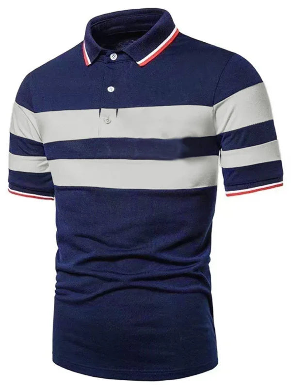 Men Short Sleeves Polo Shirt – Quick-Drying - White, Navy