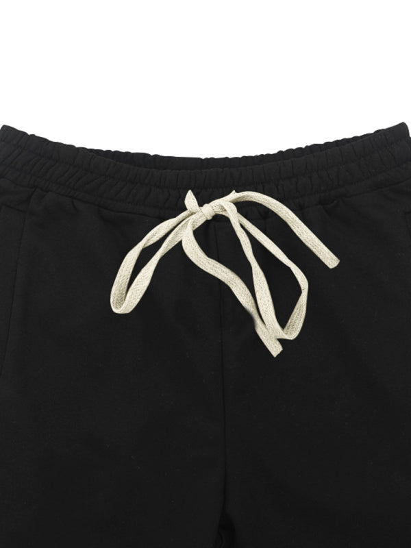 Sporty Men's Wide Leg Pants – Mid Rise Button Finish