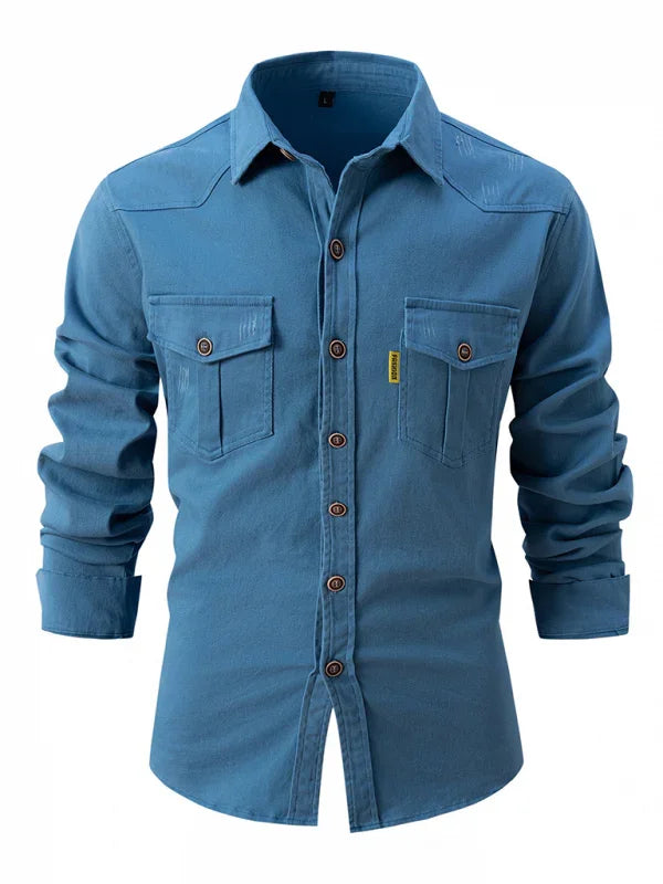 Men Cotton Long Sleeves Regular Fit Casual Shirt – Slight Elasticity - Green
