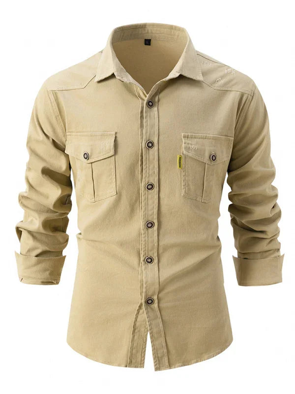Men Cotton Long Sleeves Regular Fit Casual Shirt – Slight Elasticity - Green