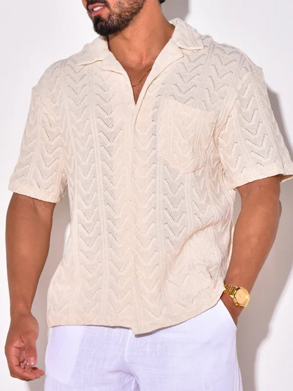 Men Short Sleeves Relaxed Fit Casual Shirt – Lightweight - White