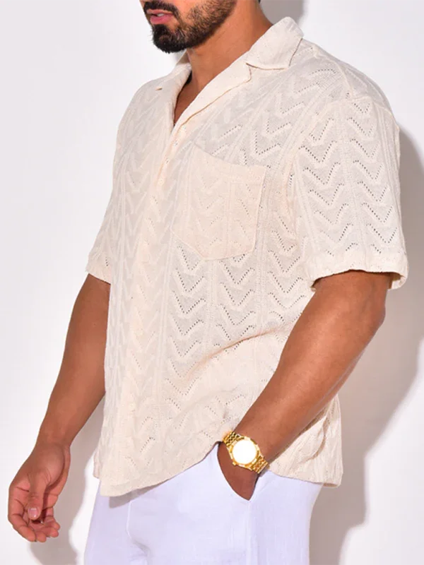 Men Short Sleeves Relaxed Fit Casual Shirt – Lightweight - White