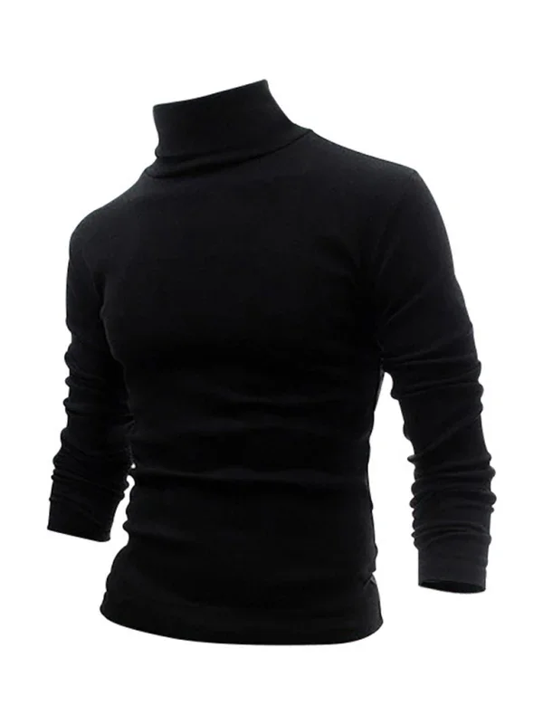 Men Turtleneck Long-Sleeves T-Shirt – Breathable - Red