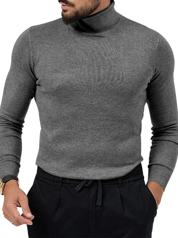 Men Turtleneck Long-Sleeves T-Shirt – Breathable - Red