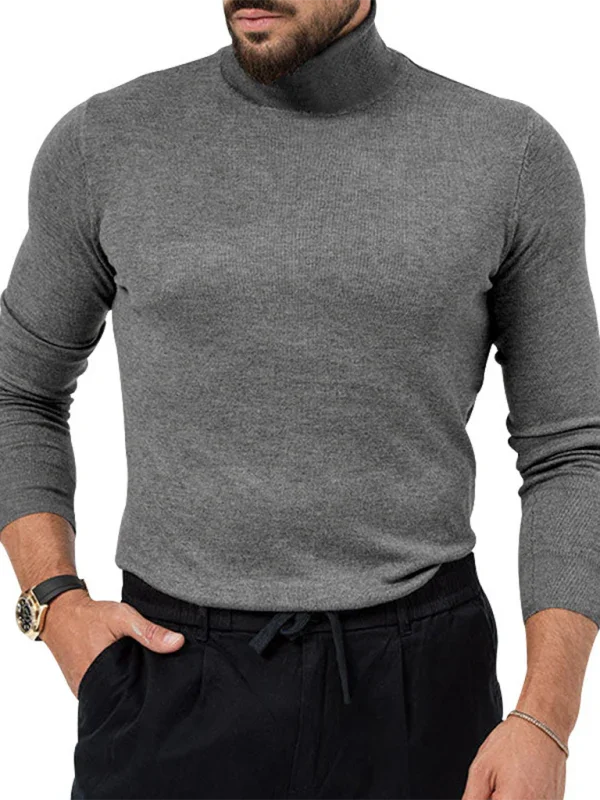Men Turtleneck Long-Sleeves T-Shirt – Breathable - Red