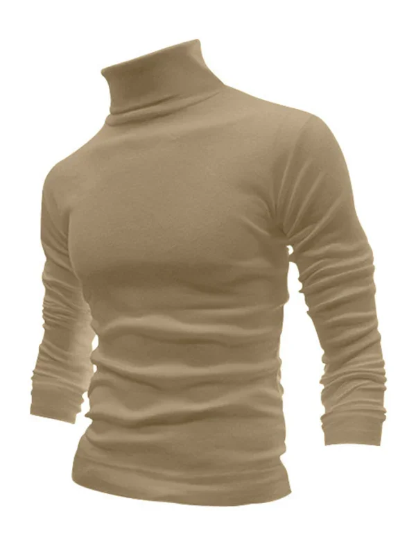 Men Turtleneck Long-Sleeves T-Shirt – Breathable - Red