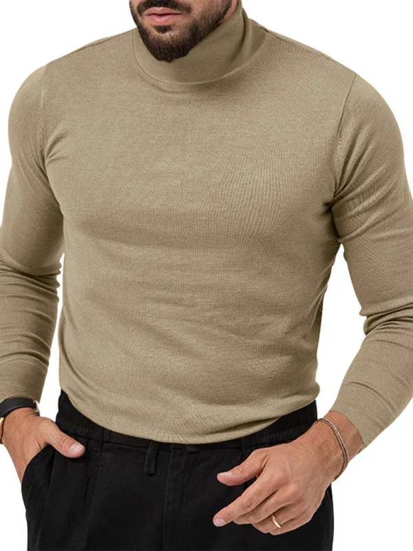 Men Turtleneck Long-Sleeves T-Shirt – Breathable - Red