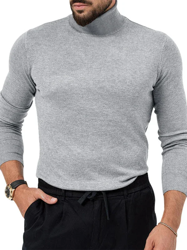 Men Turtleneck Long-Sleeves T-Shirt – Breathable - Red