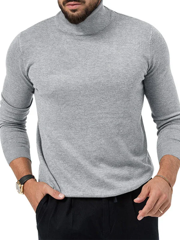 Men Turtleneck Long-Sleeves T-Shirt – Breathable - Red