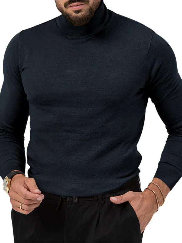 Men Turtleneck Long-Sleeves T-Shirt – Breathable - Red