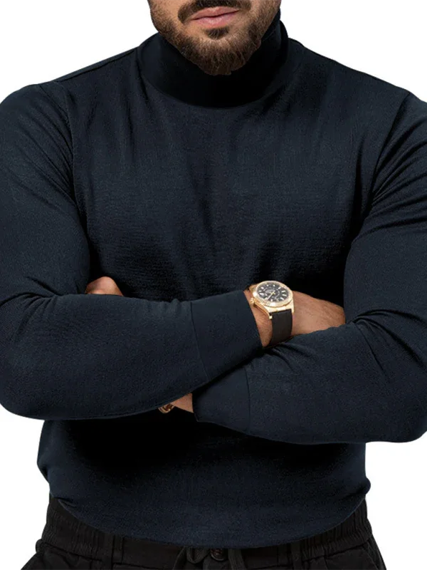 Men Turtleneck Long-Sleeves T-Shirt – Breathable - Red