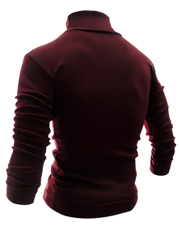Men Turtleneck Long-Sleeves T-Shirt – Breathable - Red