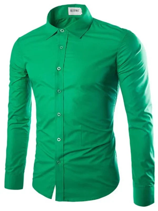 Men Casual Long Sleeves Button-Down Shirt – Wrinkle-Resistant - Green, Black
