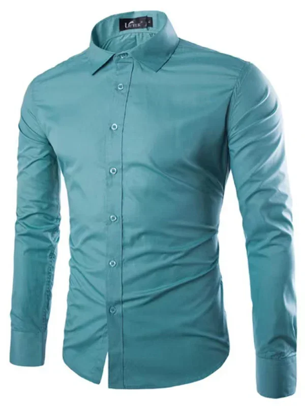 Men Casual Long Sleeves Button-Down Shirt – Wrinkle-Resistant - Green, Black