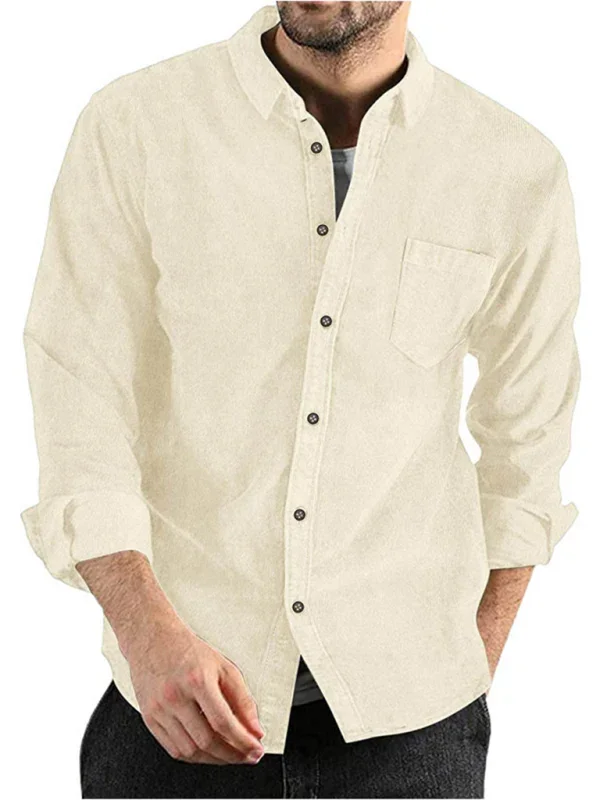 Men Casual Long Sleeves Button-Down Overshirt – Breathable - Brown