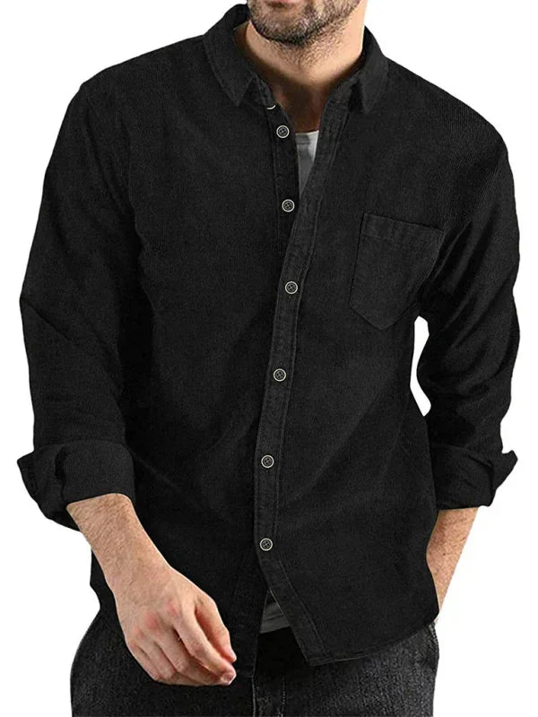 Men Casual Long Sleeves Button-Down Overshirt – Breathable - Brown