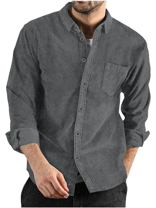Men Casual Long Sleeves Button-Down Overshirt – Breathable - Brown
