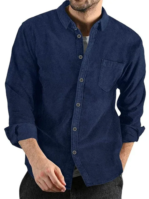 Men Casual Long Sleeves Button-Down Overshirt – Breathable - Brown