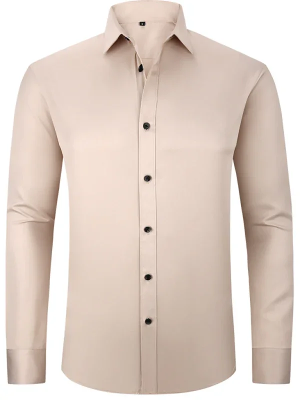 Men Long Sleeves Regular Fit Button-Down Shirt – Wrinkle-Resistant - Navy, Blue