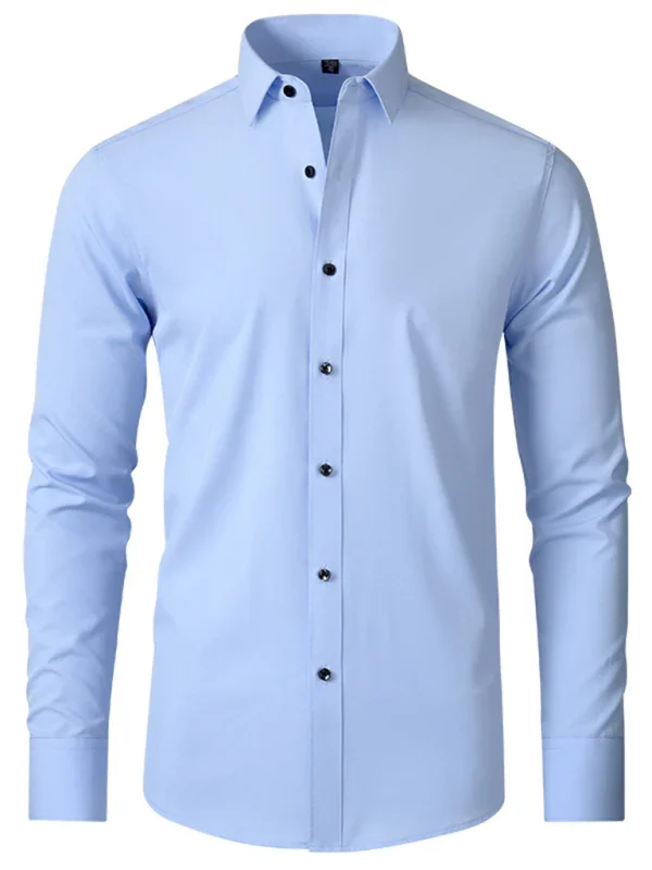 Men Long Sleeves Regular Fit Button-Down Shirt – Wrinkle-Resistant - Navy, Blue