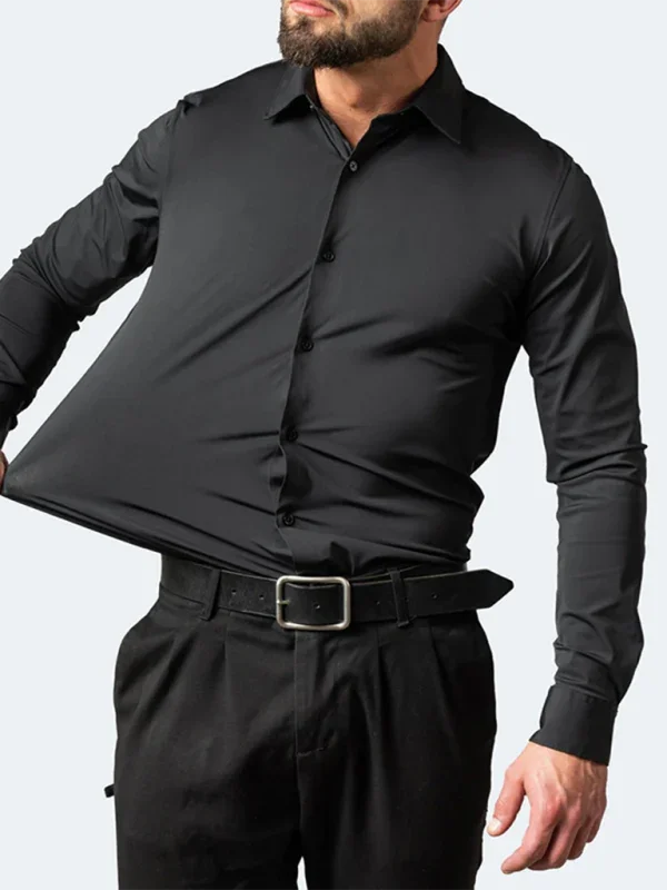 Men Long Sleeves Regular Fit Button-Down Shirt – Wrinkle-Resistant - Navy, Blue
