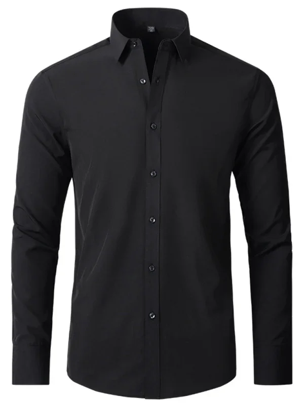 Men Long Sleeves Regular Fit Button-Down Shirt – Wrinkle-Resistant - Navy, Blue