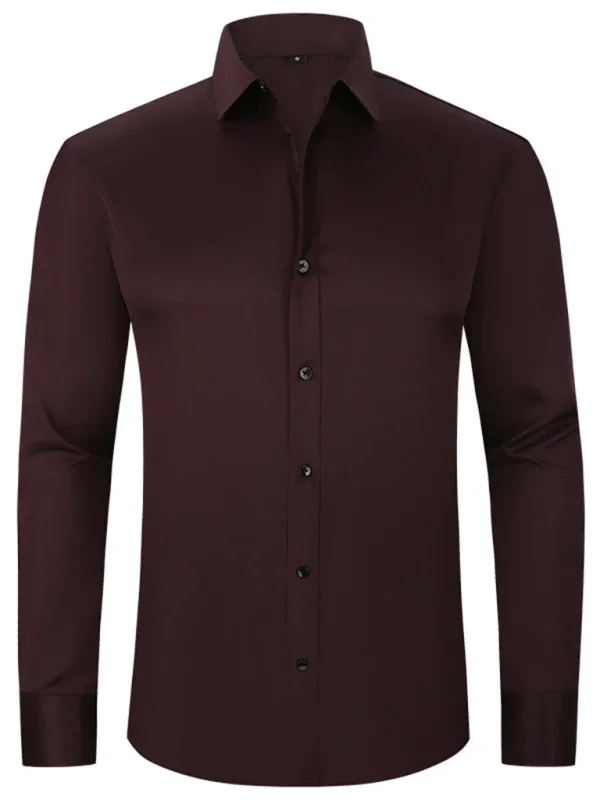 Men Long Sleeves Regular Fit Button-Down Shirt – Wrinkle-Resistant - Navy, Blue