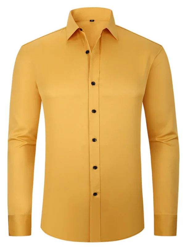 Men Long Sleeves Regular Fit Button-Down Shirt – Wrinkle-Resistant - Navy, Blue