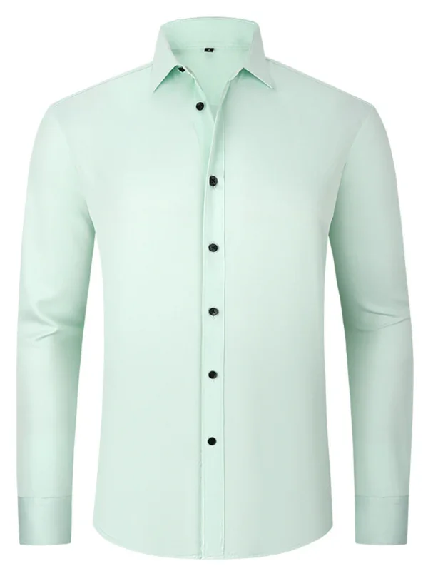 Men Long Sleeves Regular Fit Button-Down Shirt – Wrinkle-Resistant - Navy, Blue