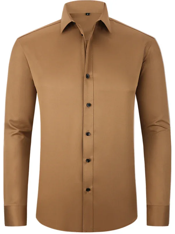 Men Long Sleeves Regular Fit Button-Down Shirt – Wrinkle-Resistant - Navy, Blue