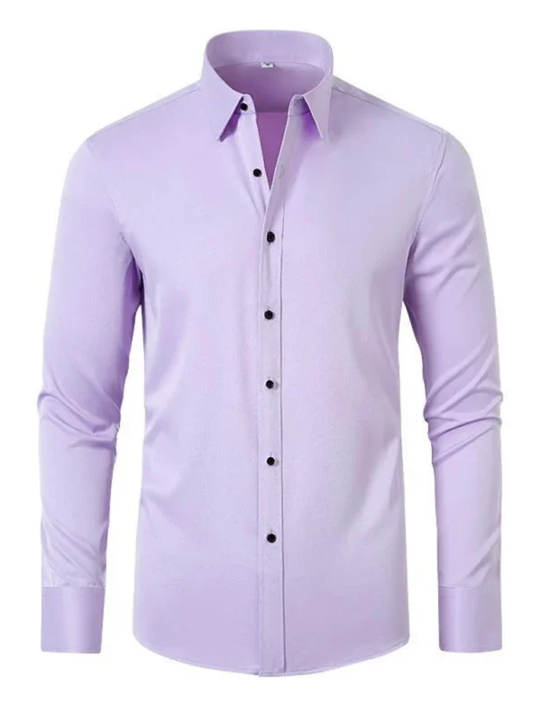 Men Long Sleeves Regular Fit Button-Down Shirt – Wrinkle-Resistant - Navy, Blue