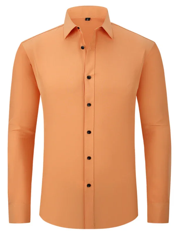 Men Long Sleeves Regular Fit Button-Down Shirt – Wrinkle-Resistant - Navy, Blue