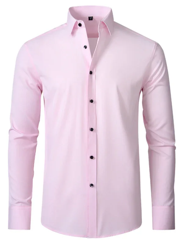 Men Long Sleeves Regular Fit Button-Down Shirt – Wrinkle-Resistant - Navy, Blue