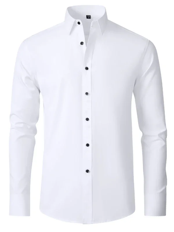 Men Long Sleeves Regular Fit Button-Down Shirt – Wrinkle-Resistant - Navy, Blue
